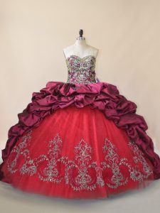 Flare Fuchsia Quinceanera Dress Sweet 16 and Quinceanera with Beading and Pick Ups Sweetheart Sleeveless Brush Train Lace Up