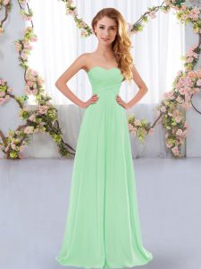 Customized Sleeveless Lace Up Floor Length Ruching Dama Dress for Quinceanera