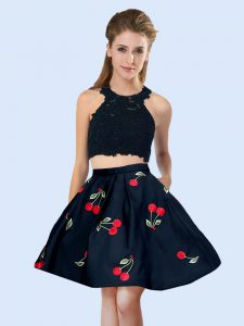 Fancy Black Lace Up Halter Top Pattern Dama Dress for Quinceanera Satin Sleeveless