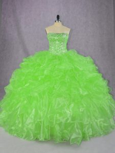 Admirable Floor Length Sweet 16 Dresses Strapless Sleeveless Lace Up
