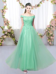 Cheap Apple Green Sleeveless Lace Floor Length Damas Dress