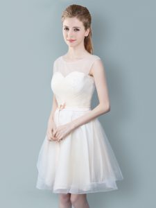 Best Selling Champagne Scoop Zipper Ruching and Bowknot Quinceanera Court Dresses Sleeveless