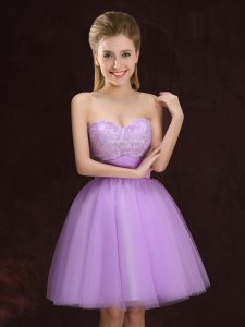 Dramatic Sleeveless Lace and Ruching Lace Up Dama Dress for Quinceanera