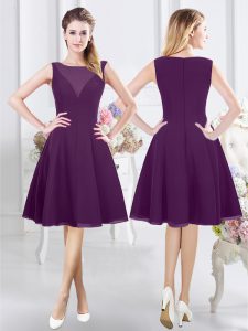 Custom Made Purple Sleeveless Knee Length Ruching Zipper Quinceanera Court Dresses