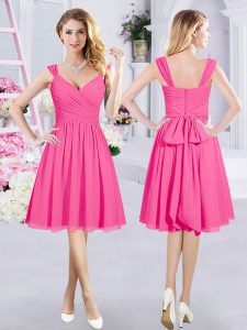 High Quality Straps Sleeveless Zipper Vestidos de Damas Hot Pink Chiffon