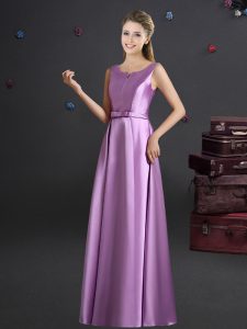 Smart Lilac Court Dresses for Sweet 16 Prom and Party and Wedding Party and For with Bowknot Straps Sleeveless Zipper