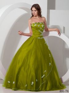 Floor-length Taffeta and Tulle Appliqued Quinceanera Gown with Beading in Tigard