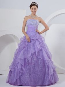 Lavender Strapless Quinceanera Dress with Appliques and Pick-ups in Whyalla