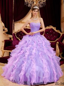 Lovely Lavender Sweetheart Floor-length Quinceanera Dresses with Ruffles