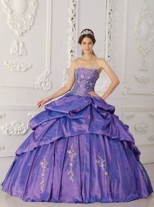 Layered Floor-Length Beaded Sweet 16 Dress with Pick-ups and Embroidery in Toulouse