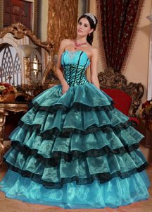 Multi-color Sweetheart Floor-length Quince Dress with Ruffles and Lace Up Back