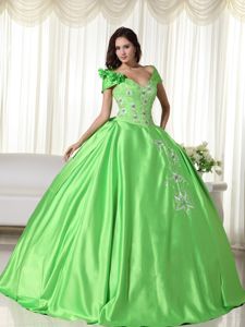 Off the Shoulder Floor-length Sweet Sixteen Dresses with Appliques in Hudson