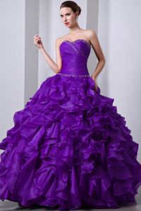 Purple Princess Sweetheart Sweet Sixteen Dresses with Ruffles in Des Moines
