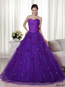 Elegant Purple A-line Sweet Sixteen Quinceanera Dresses with Flowers