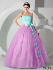 Exquisite Strapless Two-Toned Organza Sweet 15 Dresses with Bowknot
