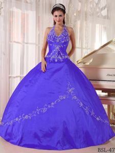 Unique Halter Appliqued Purple Ball Gown Quince Dress in Gulf Shores AL