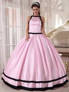 New Baby Pink Sweet 16 Dresses with Black Hemline in Cotoca Bolivia