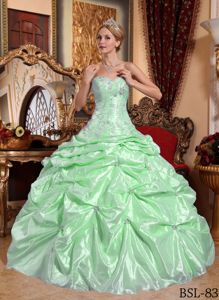 Pretty Sweetheart Pick-ups Beaded Apple Green Dress for Quince Online