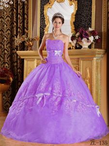 Wonderful Lavender Appliqued Sweet 16 Dresses with Bowknots on Sale