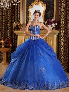 Newest Ball Gown Blue Quinceanera Dress with Appliques Free Shipping