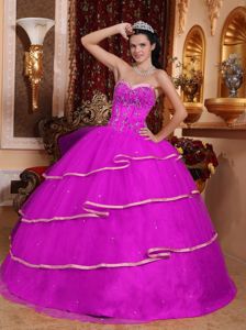 Newest Fuchsia Ball Gown Sweet 15 Dresses with Beading under 200