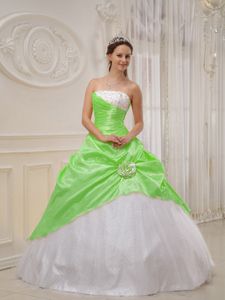 Strapless Taffeta and Tulle Beaded Quinceanera Dress Spring Green in Yakima