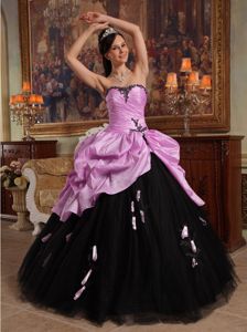 Sweetheart Hand Flowery Quinceanera Gown Dress in Pink and Black in Pullman