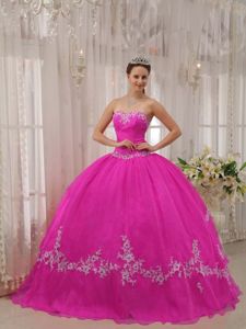 Fuchsia Sweetheart Floor-length Appliqued Quinceanera Dress in Port Townsend