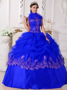 Halter Taffeta Beaded Appliqued Quinceanera Dress in Royal Blue in Memphis