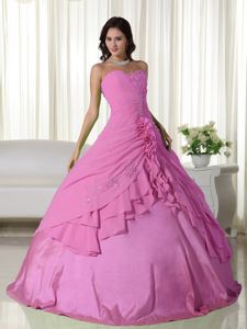 Rose Pink Sweetheart Chiffon Quinceanera Dress with Beading in Memphis
