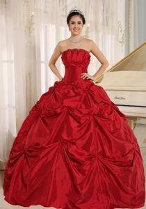Taffeta Custom Made Quinceanera Gown Dress with Pick-ups in Wine Red