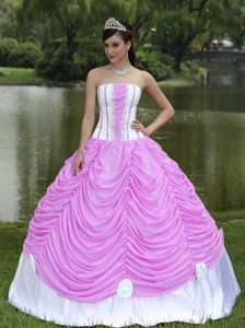 Strapless Custom Quinceanera Dress in Rose Pink with Pick-ups in Gettysburg