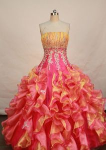 Colorful Strapless Ruffled Layers Quinceanera Dress in Cartago Colombia