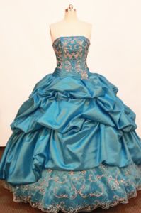 Beading and Pick-ups Strapless Blue Quinceanera Dress in Huaraz Peru
