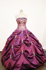 Tarapoto Peru Strapless Purple Pick-ups and Embroidery Quinceanera Dress
