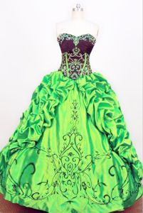 Embroidery and Pick-ups Strapless Green Quince Dress in Riosucio Colombia