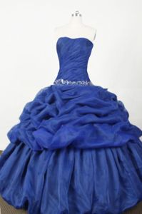 Strapless Blue Embroidery and Pick-ups Quinceanera Dress in Sullana Peru