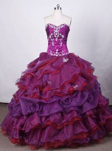 Appliques and Beading Strapless Purple Quinceanera Dress in Olinda Brazil