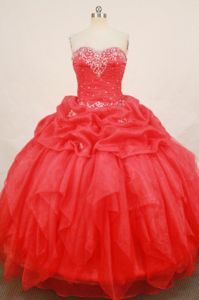 Appliques with Beading Sweetheart Red Quinceanera Dress in Lerma Mexico