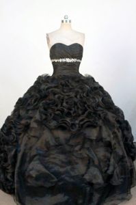 Ruffles Sweetheart Black Beading Quinceanera Dress in Avellaneda Argentina