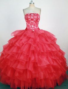 Ruffles Strapless Hot Pink Beaded Quinceanera Dress in Quillacollo Bolivia
