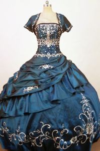 Strapless Blue Beading and Embroidery Quinceanera Dress in Bermejo Bolivia