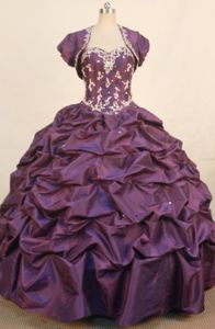 Dark Purple Sweetheart Pick Up Quinceaneras Dress with Matching Jacket
