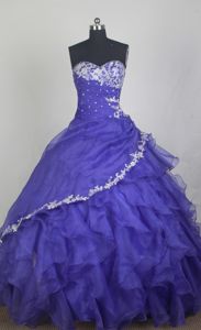Ecne Switzerland Layers Sweetheart Ruffled Blue Dress for Quinceanera