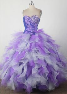 Sweet Sixteen Quinceanera Dress with Ruffles and Beaded Sweetheart