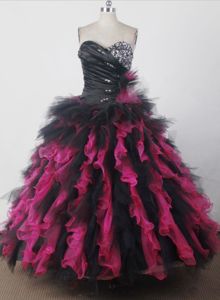 Multi-color Sweetheart Beading Ruched Ruffled Quinceaneras Dresses
