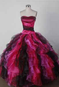 Appliques and Ruffled Accent for Strapless Quinceanera Gown in Albertville