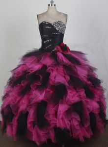 Exquisite Sweetheart Neck Ruffled Dress For Quinceanera in Clay with Beadings