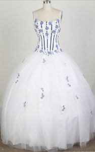 Spaghetti Straps Appliqued White Quinceanera Gown Dress on Promotion