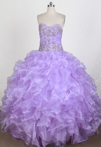 2013 Newest Ruffled Beaded Lilac Sweet 15 Dress in The Mainstream
